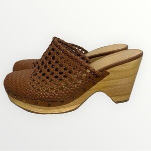 Veronica Beard Hardie Woven Leather Clogs